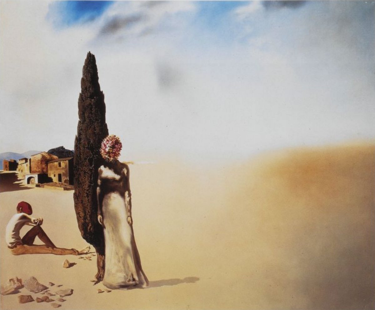 artist_dali's tweet photo. Necrophiliac Springtime (1936) subverts spring's traditional rebirth symbolism by staging grotesque decay and erotic desire amid blooming nature. The necrophilic embraces and rotting flesh force life and death into uncomfortable proximity. https://t.co/XBAYD6PIqJ