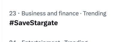 SGFansUnited's tweet photo. Man, we're still trending even hours after the Tweetstorm ended! #SaveStargate https://t.co/RC8dVN89wO