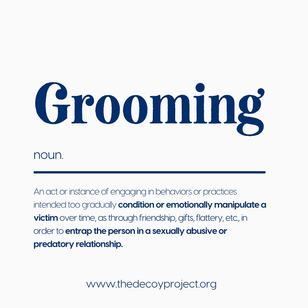 TheDecoyProject's tweet photo. Grooming is a manipulative process where an individual builds trust with a child or vulnerable person in order to exploit, abuse, or manipulate them. It often starts with seemingly harmless conversations, gifts, compliments, or attention before gradually crossing boundaries.

Understanding what grooming looks like is one of the most important steps in protecting children online. The warning signs aren't always obvious, which is why awareness and open communication matter.

Knowledge is prevention. Learn the signs. Start the conversation. Stay informed.