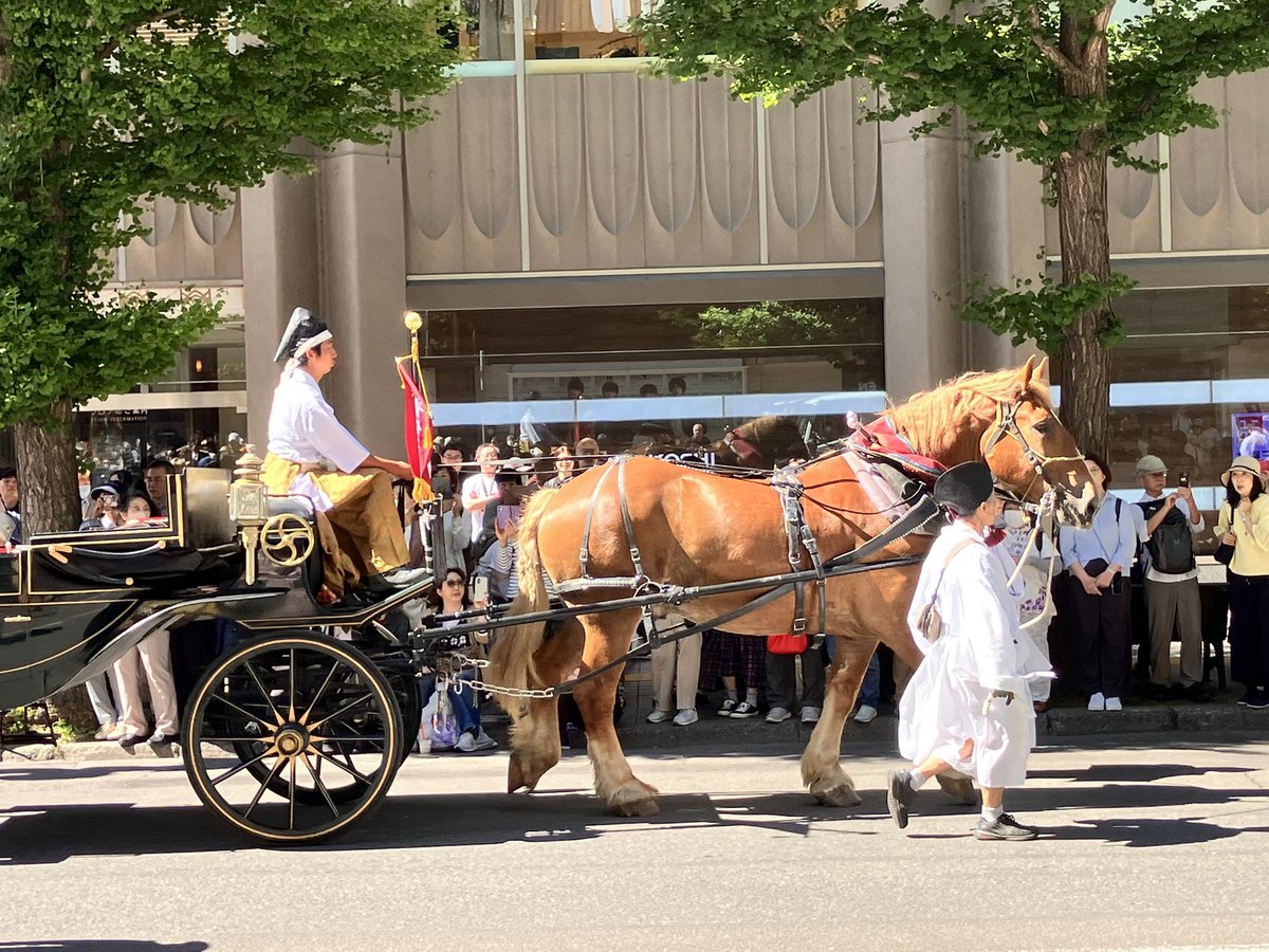 maplemoi's tweet photo. 初めてまともに北海道神宮例祭見たんだけど、馬車の後にオープンカー来て笑った
神輿が見たかったんだけど、暑さで体力持ってかれて見れなかった

そしたら家でJ:COMが生中継してて、テレビでええやんってなった

ちょっと参加してみたくなるよね
勤王隊とか
神宮関係者なのかなみんな https://t.co/nCzBsXB50s