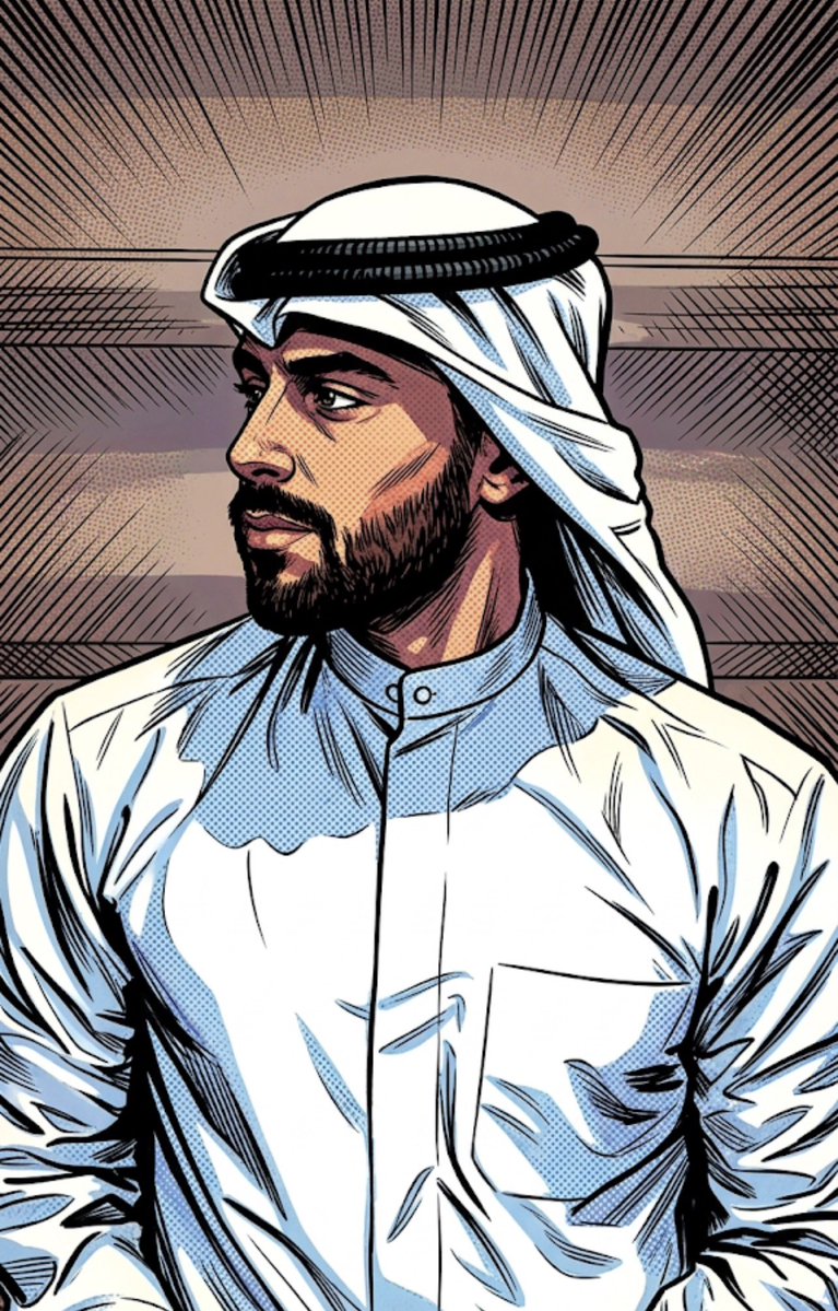 BashayersSR's tweet photo. يلا كوميك ستايل 😍
- روحوا Gemini
- حط صورتك
- انسخ البرومبت هذا واستخدمه 

Transform the attached reference photo into a classic 1990s American comic book style illustration. 

Preserve the person's exact facial features, identity, skin tone, eye shape, nose, mouth, eyebrows, jawline, and all unique details with 100% accuracy — do not alter, stylize, or change any facial characteristics at all. Keep the exact same age appearance, expression, and likeness.

Apply only the following comic book treatment:
- Bold black ink outlines
- Classic 90s comic book coloring with vibrant but slightly limited color palette and halftone dot shading (Ben-Day dots)
- Strong shadows and highlights typical of 1990s superhero comics
- Clean, thick line art style reminiscent of Image Comics and Marvel comics from the 90s
- Slight dramatic lighting and cross-hatching where appropriate

The person should look exactly like themselves, only redrawn as if they stepped out of a 1990s comic book page. 

If the person is wearing hijab or traditional Gulf attire, preserve the exact style, fabric details, and cultural elements perfectly. Works perfectly for men, women, girls, boys, and hijabi women.

Highly detailed, professional comic book art, 90s comic aesthetic, no face distortion, perfect likeness to reference.