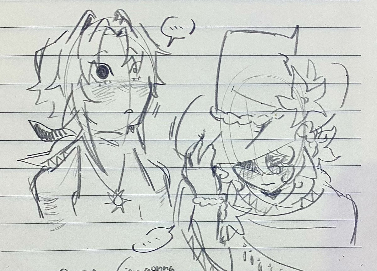 femme2time's tweet photo. "Lowkey not feeling too good, Azuretime fluff? If possible?" 

-> hope you’re ok anon!!! i Have these sketches from a few days ago https://t.co/eqsO27NuEp