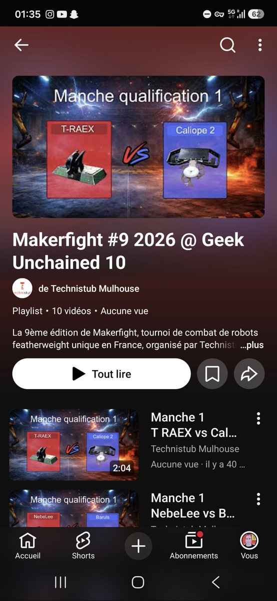 makerfight68's tweet photo. La Playlist YouTube avec les vidéos des combats de la 9e édition de Makerfight a été créée...
Elle est visible sur la chaîne de @Technistub : https://t.co/zFCyrUF0uF https://t.co/4dLiA8zw08