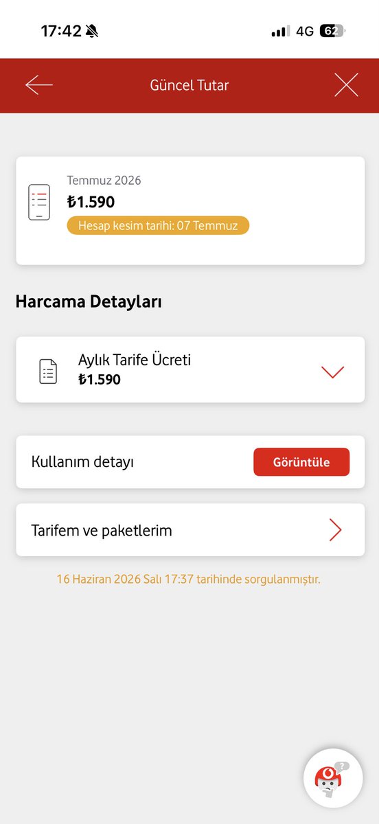8gugo's tweet photo. @VodafoneDestek aylık 560 tl olan faturam taahhütümün son ayı diye mi güncel tutar 1590 tl neden böyle ?? https://t.co/AnqkZ11Evo