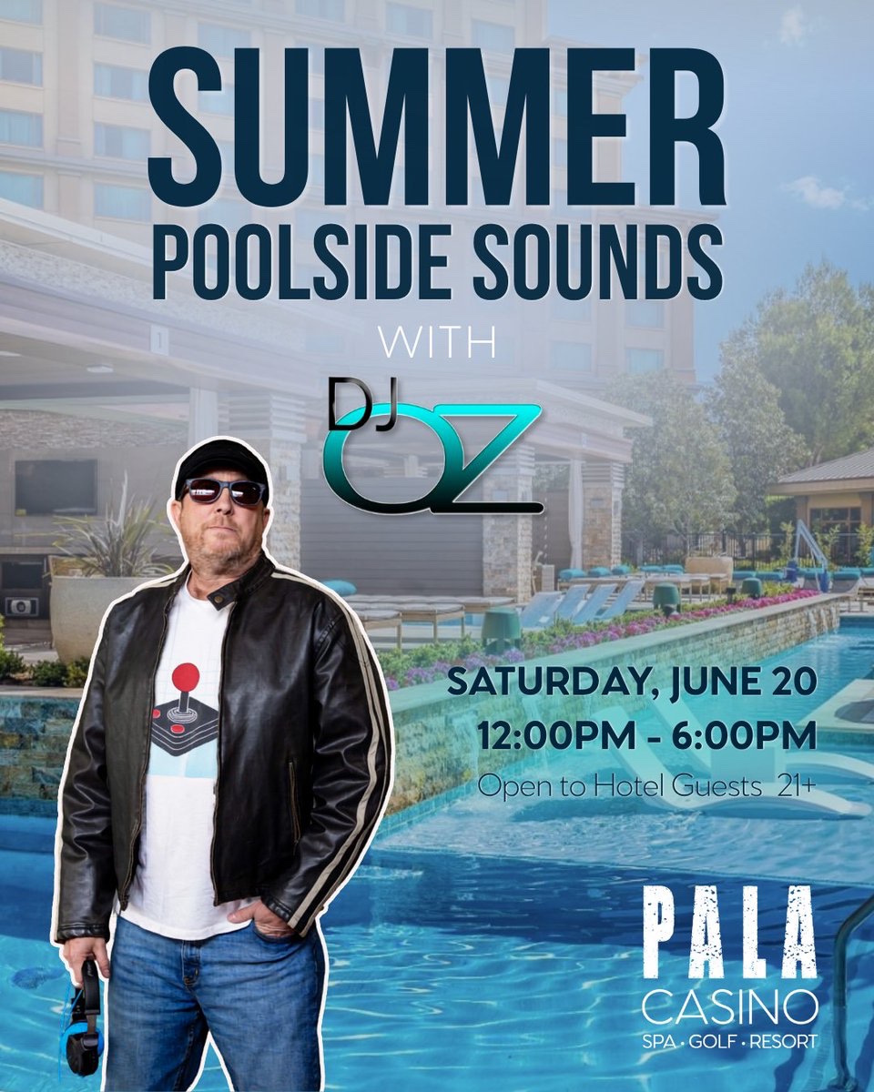 PalaCasino's tweet photo. ☀️Sunshine, cocktails, and DJ OZ spinning poolside? Count us in.
🎶Join us Saturday, June 20, from Noon–6PM and kick off the weekend with great music, refreshing drinks, and poolside vibes!
📞 Book your stay today: 877.725.2766
(Hotel guests 21+ only)
#PollDay #PoolDJ #ResortVibes #WeekendFun #PalaCasino