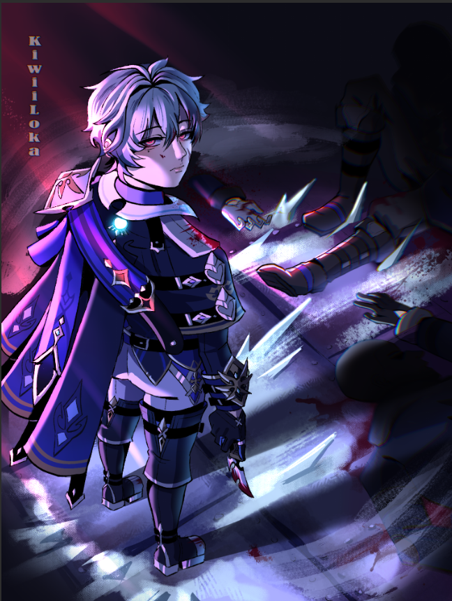 ThatKiwiiArtist's tweet photo. lohen's trailer was missing blood, so i did it myself, you're welcome #lohen #GenshinLunaVII #GenshinImpact #digitalart https://t.co/o4mJCq8uiT