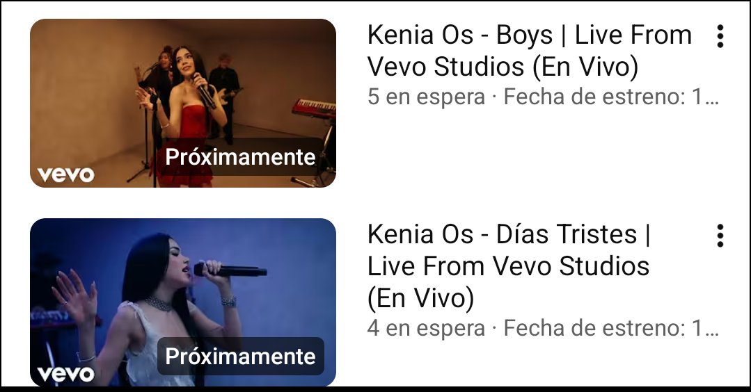 Ecuador_KOS's tweet photo. Ya pueden activar las notificaciones en Youtube de los Performance Live From Vevo Studios de @KeniaOs 🦂💛💙

Boys: https://t.co/lWV181FCx5
Días Tristes: https://t.co/Xukw2OddGJ https://t.co/2e77tSrHVv