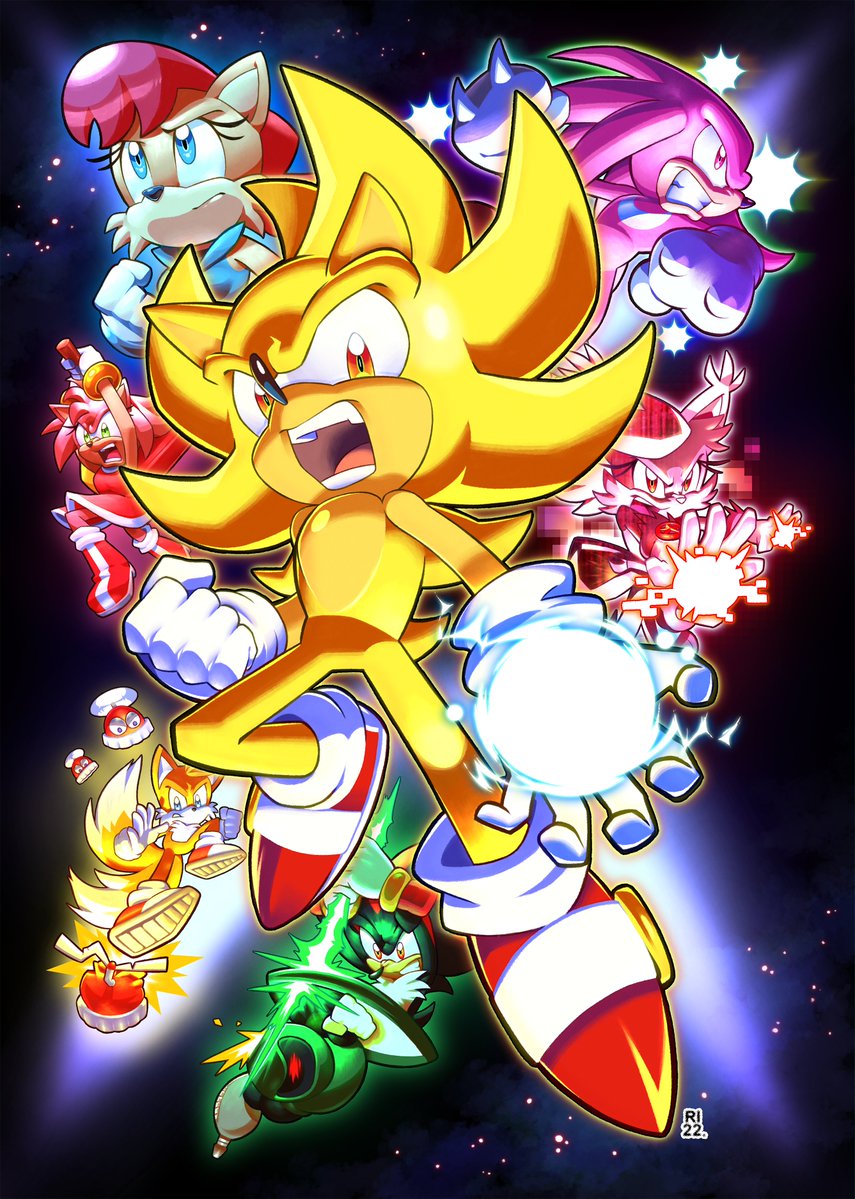 RikoandTako's tweet photo. Super Sonic &amp; his friends - comic styled artwork
@idwpublishing https://t.co/YrKu2GPJP0