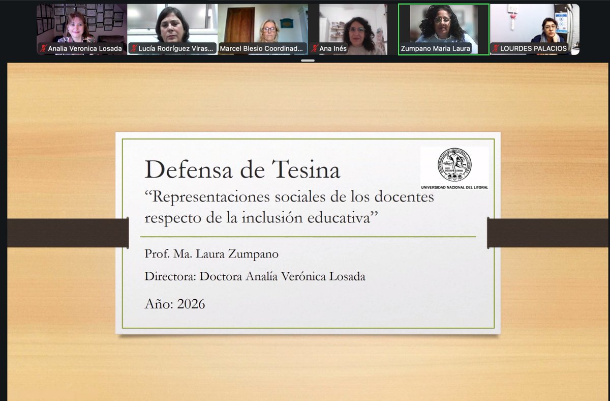 AnaliaLosada's tweet photo. ¡Felicitaciones Lic. María Laura Zumpano! Un gusto acompañarte como Directora de tu Trabajo Final Integrador en la Licenciatura en Gestión Educativa de la Facultad de Humanidades y Ciencias de la Universidad Nacional del Litoral. ¡Todos los éxitos en tu nuevo desarrollo profesional!