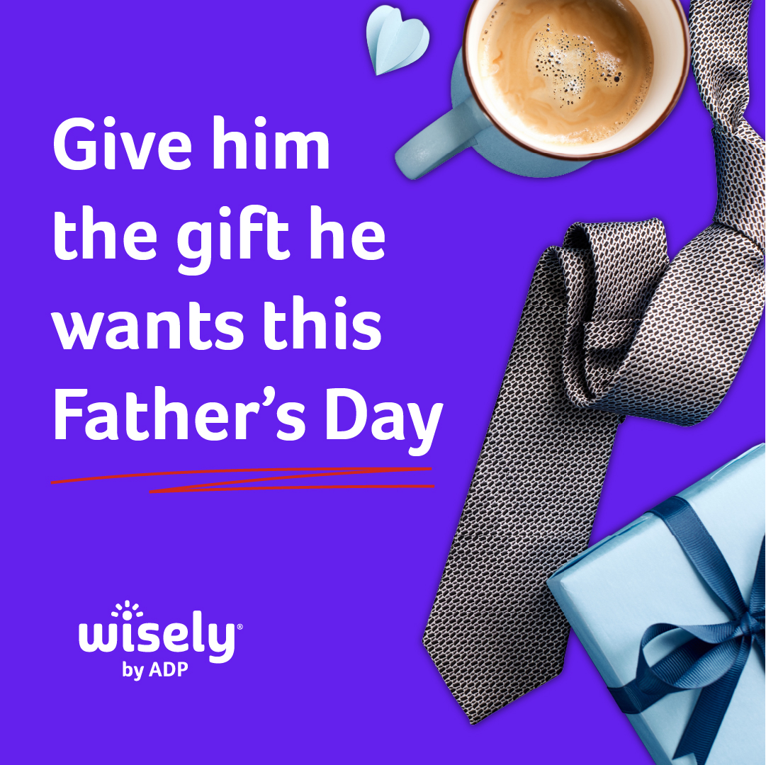 WiselybyADP's tweet photo. Every dad’s biggest wish is for his kids to be happy! So this year, when you buy eGift cards through the myWisely app,² you can earn promotions¹ at thousands of participating retailers. It’s a win-win! Learn more about the Wisely rewards¹ program: https://t.co/oI2I9gVS2Y https://t.co/5whThMAUfU