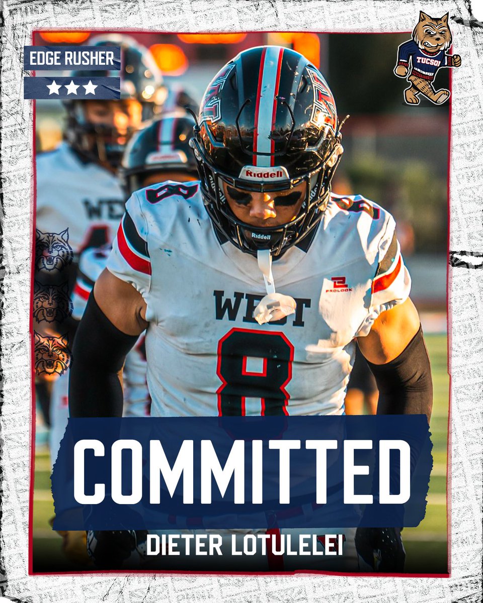 PHNX_Wildcats's tweet photo. BREAKING 🚨: Edge rusher Dieter Lotulelei has committed to Arizona. 

The Salt Lake City, Utah native chose Arizona over offers from Auburn, Oregon State &amp; Colorado among others. 

THE POLY PIPELINE CONTINUES 🏝️ https://t.co/tPHRo7cBTy