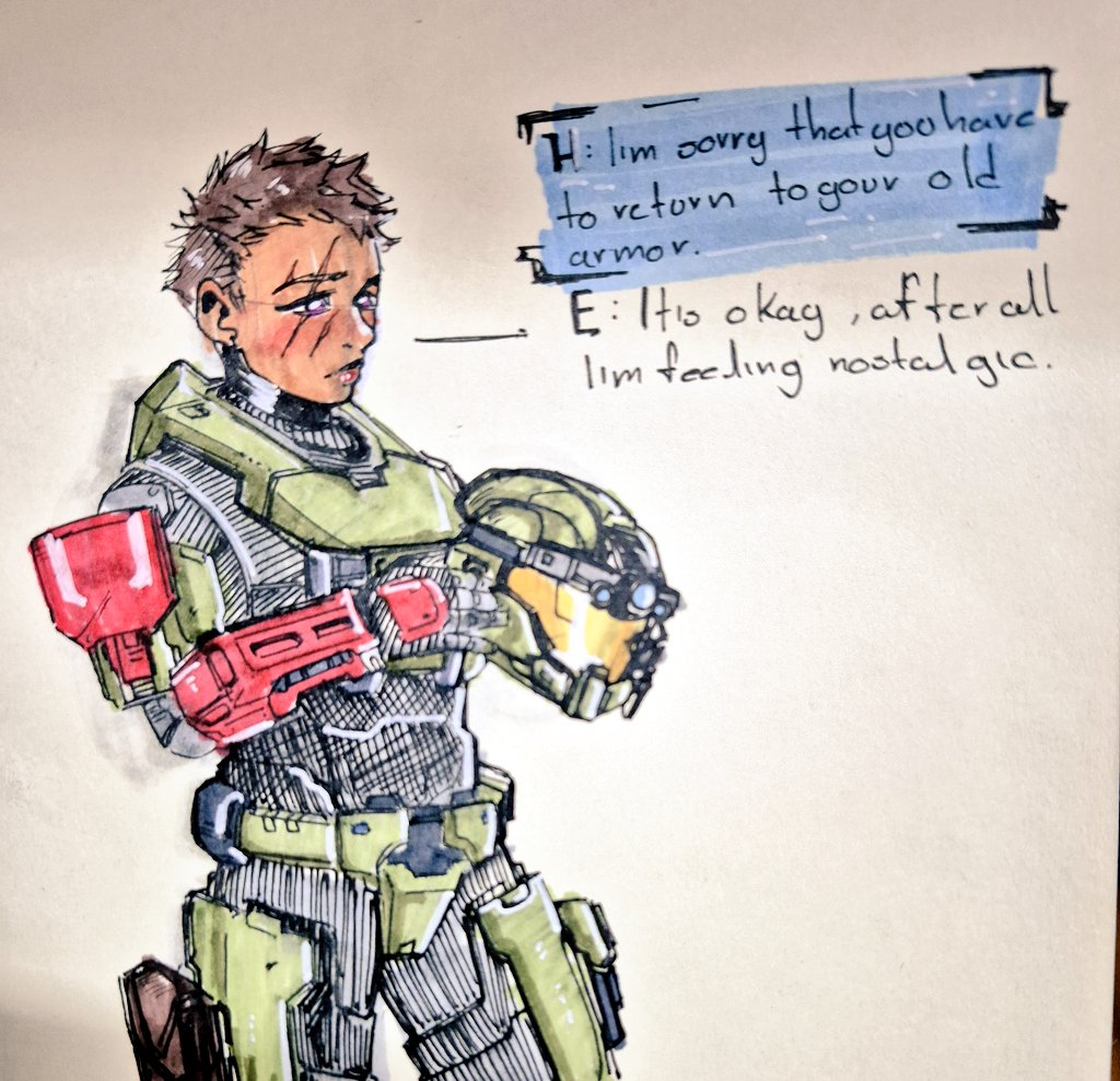 DiegoIzq117's tweet photo. Before Zeta Halo, Erika had to leave her GEN2 armor to return to her old GEN1 armor. 
#Halo #Haloart https://t.co/JeHXEWLV1J
