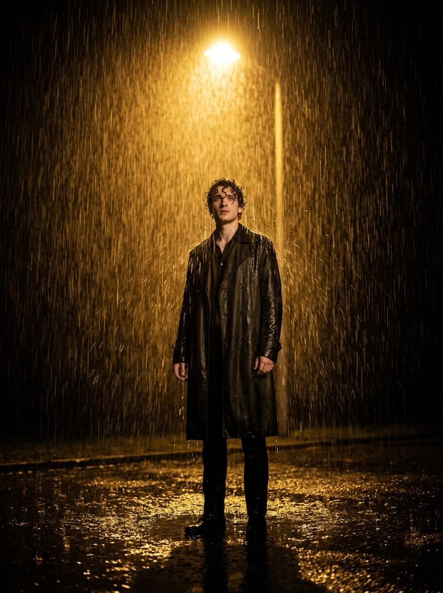 Cinematic Film-Noir Rain Portrait