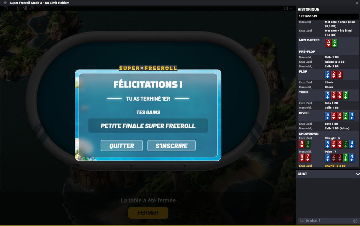 EnzoZuel's tweet photo. Focus et perseverance et ca va venir les gars !! :)

 @Winamax #Poker https://t.co/Kvjakzka8m