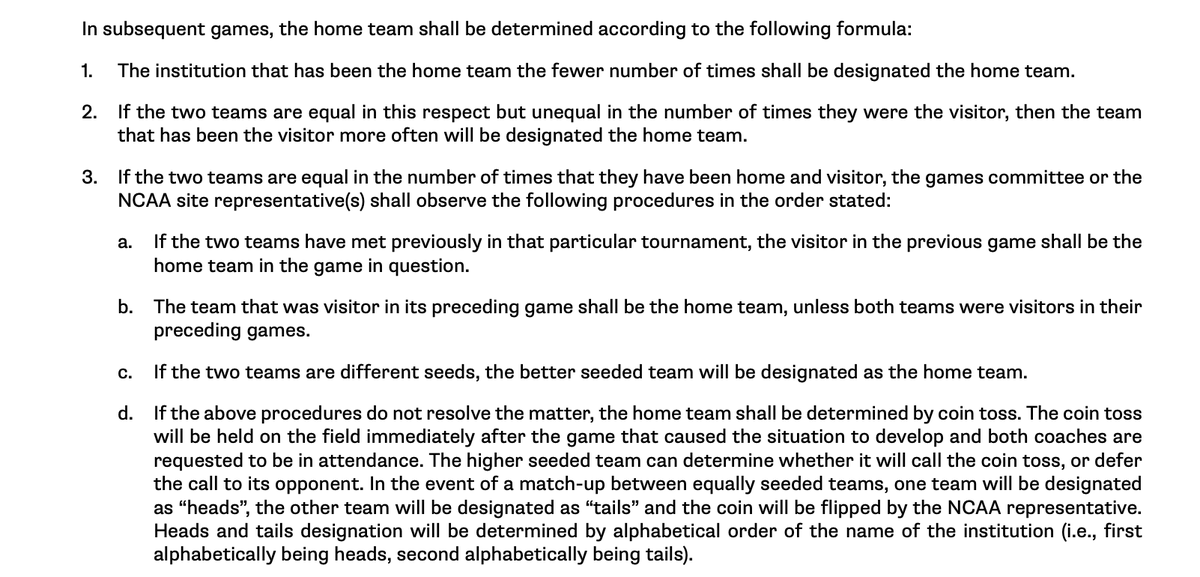 isaacschade's tweet photo. 🚨Hey @NCAA: you've GOT to fix home/away designation rules for postseason🚨

@DiamondHeels will be AWAY Wednesday vs
@WVUBaseball AND (if necessary) again Thursday

The No 5 National Seed SHOULD NOT be road team vs a lower-ranked team in a winner-take-all #CollegeWorldSeries game https://t.co/t5Wg6JmkUb