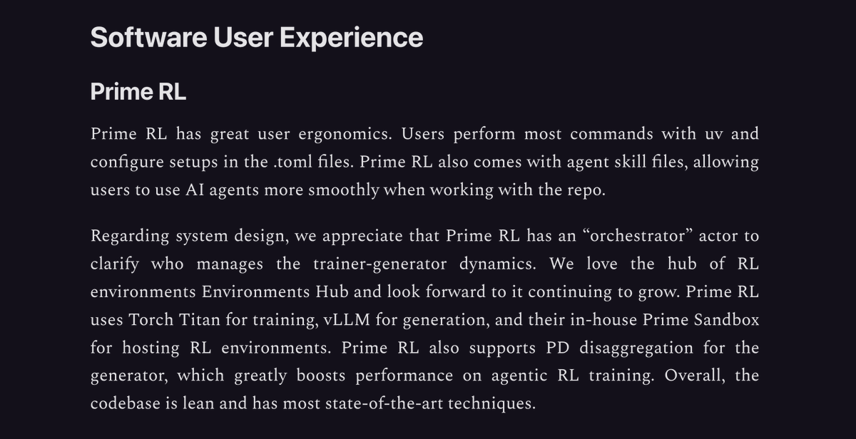 vincentweisser's tweet photo. Great RL systems deep dive by @SemiAnalysis_ 

Scaling RL is as much of an infra problem as an algorithm one

SemiAnalysis ran experiments on our stack: Prime RL + Sandboxes. System efficiency is ultimately queue health to match generator and trainer throughput https://t.co/RQnMU9xK3D