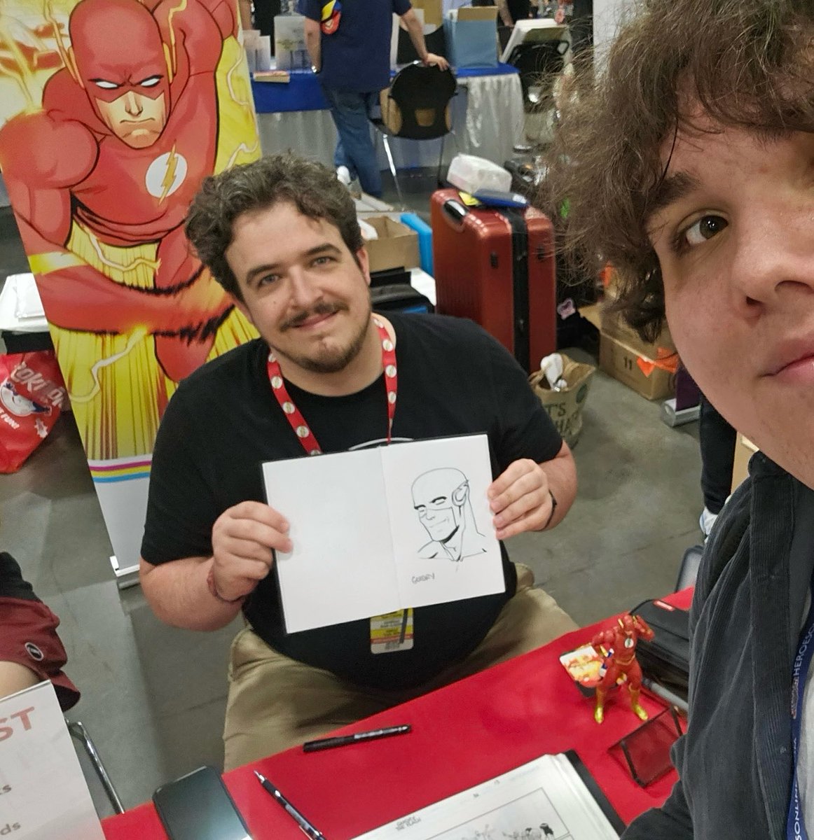 ilyethnn's tweet photo. @gavinguidry Dave was too busy the first day of the con to draw anything for me. I turned around I saw some dude sitting at a table who had just got back from his break. Guy was pretty cool I guess 🤷🏻‍♂️ https://t.co/U224wy3l7J