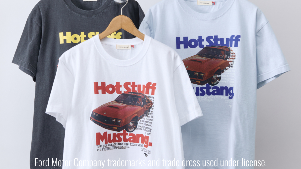 GOOD_ROCK_SPEED's tweet photo. 【FORD Mustang】
Mustangのアーカイブアートを使用したグラフィックTシャツ。
存在感のあるグラフィックとカラー展開で、夏のスタイリングに取り入れやすいラインナップをご用意しています。
https://t.co/QnVbc7em3b
#GOODROCKSPEED #FORD #MUSTANG