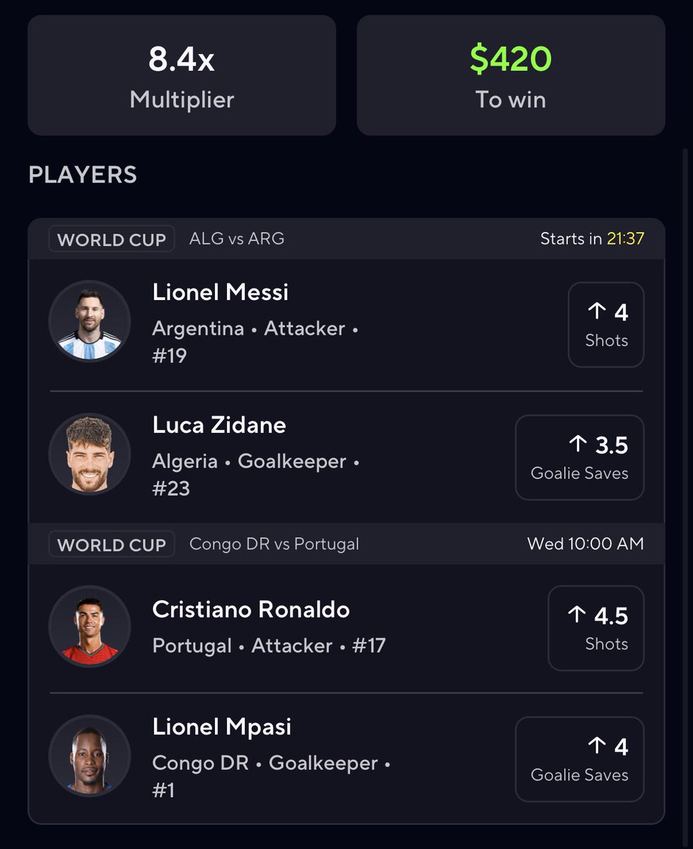 LcpDevy's tweet photo. Goats slip 🧞

Love this slip let’s cash on WC☢️

#Gambling𝕏 #Prizepicks https://t.co/S9WmGJiAof
