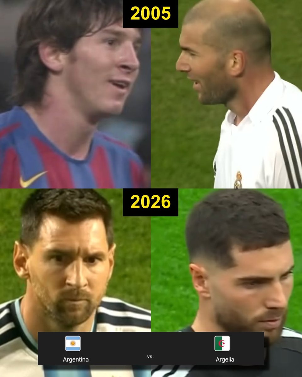 Intermiamicfhub's tweet photo. Lionel Messi has also famously played against both Zinedine Zidane and Enzo Zidane, the father-son duo 🤯

Tonight, he is set to face Luca Zidane against Algeria, meaning he will have played against three members of the Zidane family during his career.🐐✨ https://t.co/fRv5qyAeJy