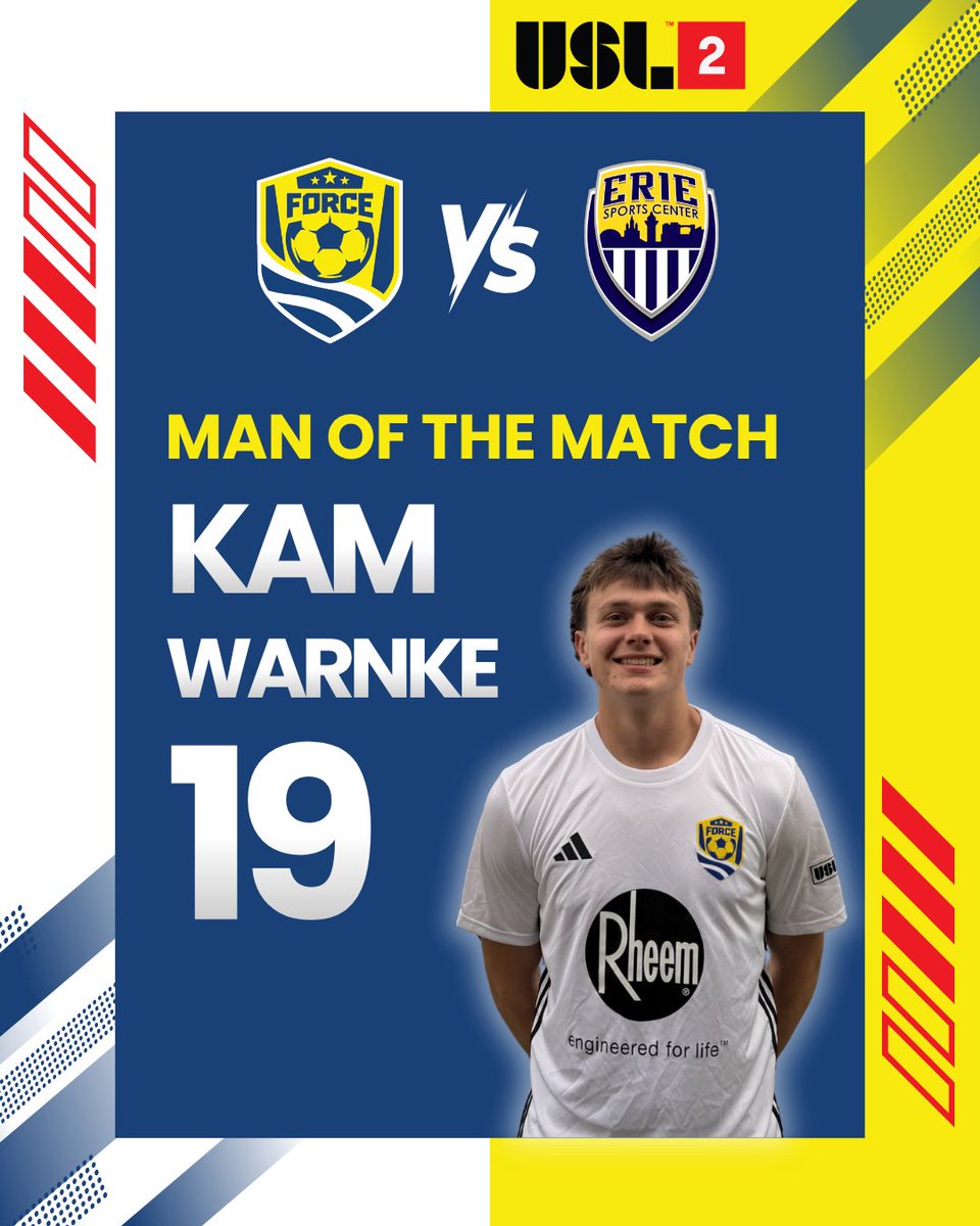 ClevForceUSL's tweet photo. Man of The Match tonight goes to CLE #19 Kam Warnke!
Kam had the game winner in the 87th minute to give Force the win and 3 points at home! 👏👏
#CHIRP #ClevForceUSL @USLLeagueTwo https://t.co/G9vYXdplfJ