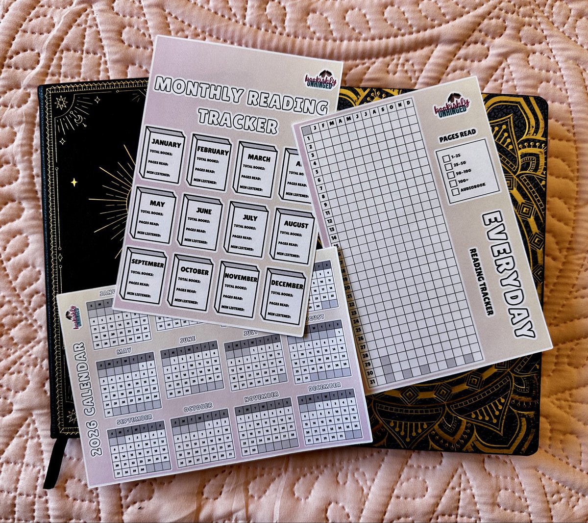 BookishUnhinged's tweet photo. Custom Book Collections! 
Mini Reading Icons!
Bookish Bingo!
Daily Monthly Yearly Tracker!

Just a few sneak peeks into the Bookish Journal Starter Kit!

Full details about items included in this kit as well as the Hudson Williams Book Club set will be posted on socials tonight! https://t.co/aKrDbw99Qc
