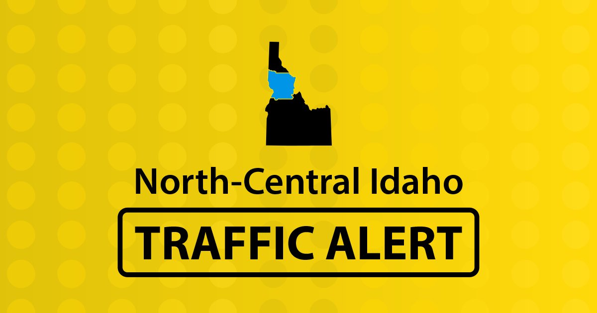 A yellow graphic reads “Southwest Idaho Traffic Alert” beneath an outline map of Idaho with the southwest region highlighted in blue.