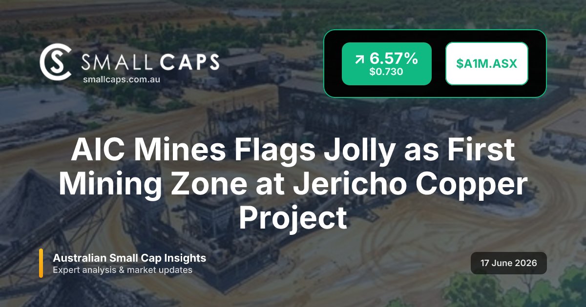SmallCapsASX's tweet photo. AIC Mines flags Jolly as Jericho’s first mining zone, with new high-grade drilling supporting grade continuity; development at Eloise expansion eyed to Dec qtr 2026 for $A1M.

https://t.co/Wdgi86UCi9 https://t.co/nGS3ON0OJf