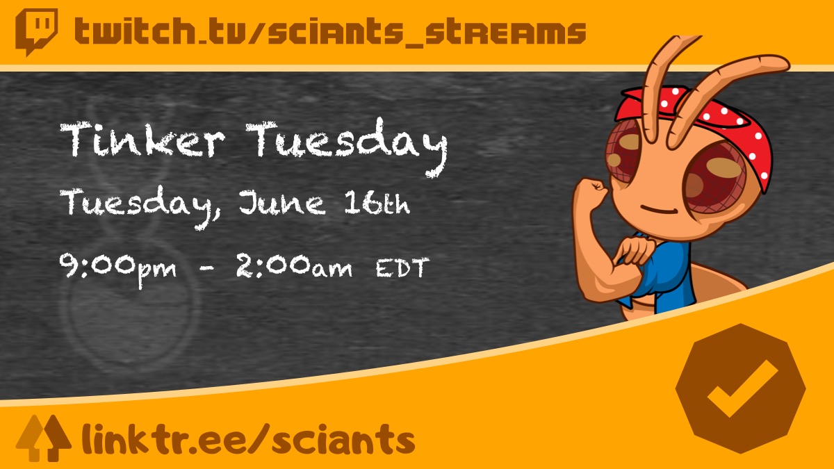 SciAnts_Media's tweet photo. It's Tinker Tuesday! Today we will be tinkering with a sword controller to play Onimusha 3, plus chatting about sworded animals!
9pm EDT
#science #twitch #TwitchPartner #live #stem #sciants #livestream #scicomm #twitchambassador
https://t.co/gtFRVGqe0K https://t.co/ATm8SzQ1Kx