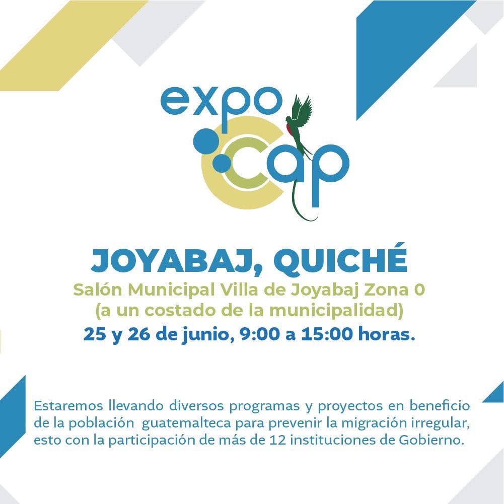 MigracionGuate's tweet photo. #ExpoCAP | El Consejo de Atención y Protección (CAP) te invita a la ExpoCAP en Quiché 🎉🇬🇹
Es una actividad dirigida a toda la familia 👨👩👧👦 donde encontrarás:
💼 Oportunidades laborales
🎓 Educación gratuita en todos los niveles
📚 Becas, talleres y capacitaciones https://t.co/hWdnlUqB6u