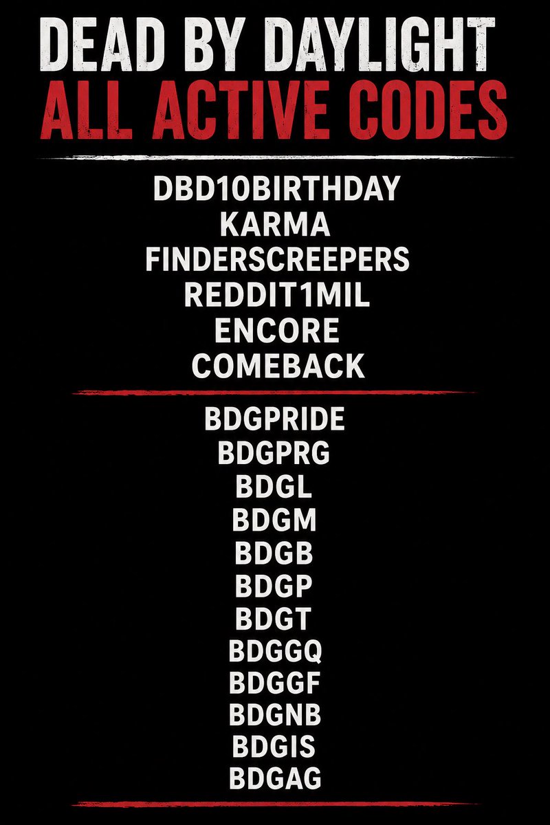 xorositamoon's tweet photo. ALL ACTIVE DBD CODES (June 2026)
#DeadByDaylight #DBD #DBDCodes #DeadByDaylightCodes #DBD10thAnniversary #DBDAnniversary #DBDRewards #DBDBloodpoints #DBDCommunity #BehaviourInteractive #HorrorGaming #Gaming #GamingNews #SurvivorMain #KillerMain #DBDUpdate #FreeRewards https://t.co/mVAss1yINw