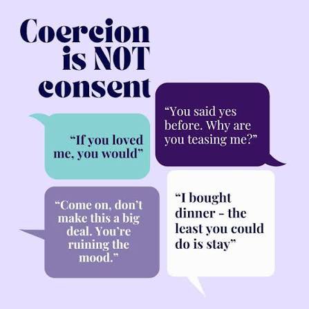 strkrhds's tweet photo. the men in the replies literally are just proving this point. coercion has never been part of consent and will NEVER be. if you’re coercing someone into sex, regardless who what gender you are, you are a rapist. you are not owed sex by a partner or entitled to their body. https://t.co/nX6pVgj8er