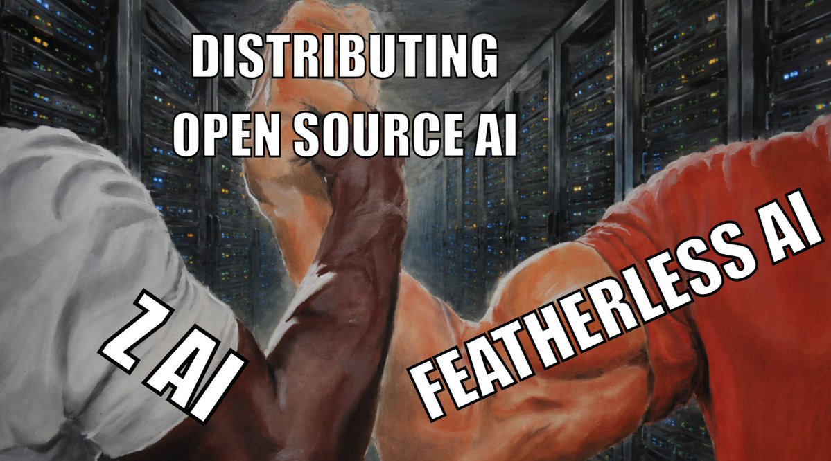 FeatherlessAI's tweet photo. GLM 5.2 is here, and we’re proud to partner with Z AI to make GLM 5.2 accessible to the entire world.

Built and designed for long, difficult real world tasks, GLM 5.2 stands toe to toe with many frontier closed sourced models.

Give it a shot today at Featherless! https://t.co/sqgakKvQFM