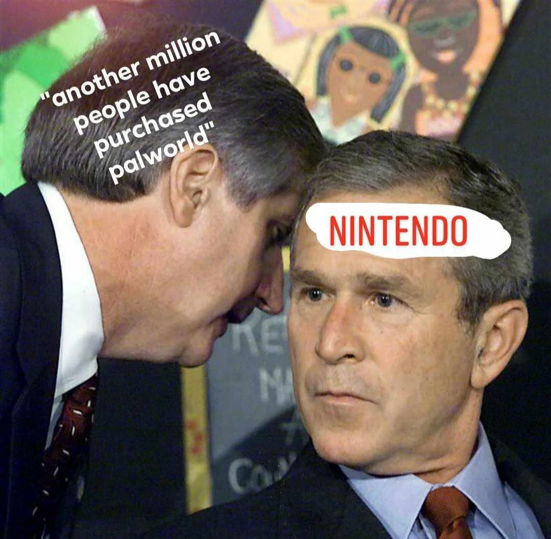 kokesher3's tweet photo. This will be Nintendo after Palworld 1.0 drops. https://t.co/GYmmrRVBI5