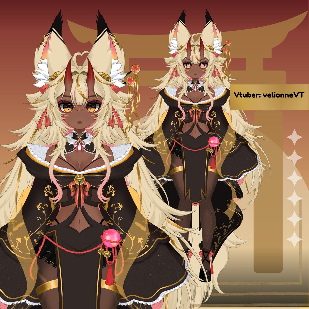 Kikumaii's tweet photo. I've had the Honor of creating the model art for @velionneVT  ⛩️🦊👹

Please go show this cutie some love!! 💛 https://t.co/hrDCqTg1Bp