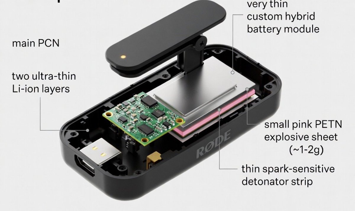 IvanRaiklin's tweet photo. Can you fit 3-6 grams of Pentaerythritol tetranitrate (PETN) in a Rode Mic/clip/chain to form a mini shaped charge?  🧐 

@RealCandaceO @leahfiles @realstewpeters @Ryanmatta @danksterintel @IanCarrollShow  https://t.co/iO30IcVzUc https://t.co/6wtB22tvVL