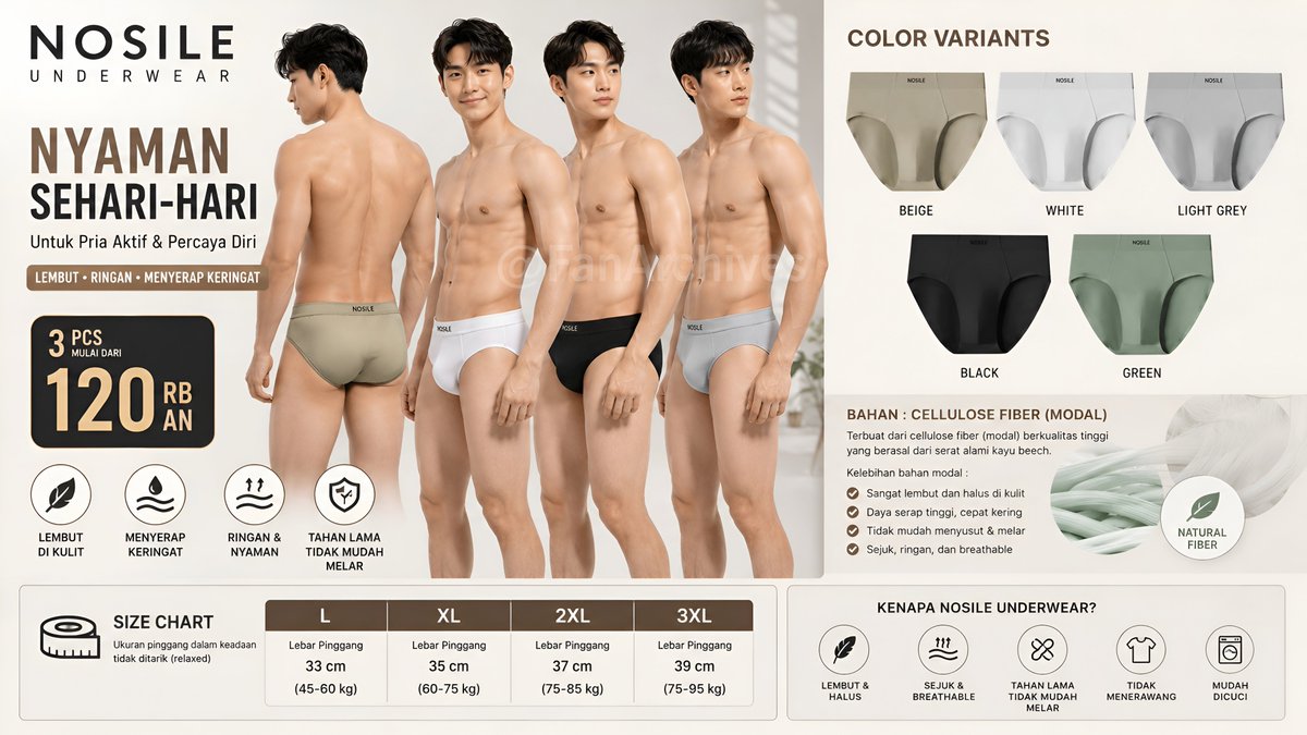 FanArchives's tweet photo. Cocok banget buat para kaum pria &amp; buat bunda-bunda yang lagi cari dalaman buat suami nya. 

Aku rekomendasiin celana dalam briefs dari Nosile super nyaman bangett. 

Link pembelian https://t.co/rVFF57Glfh

Tiktok Shop : https://t.co/u7HVpzQT0J https://t.co/Nj8YphgL5T