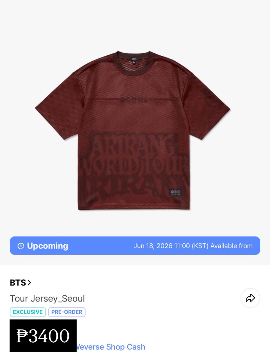 MMMSHOP125's tweet photo. BTS WORLD TOUR 'ARIRANG’ OFFICIAL MERCHANDISE ❤️‍🔥 

Pre-order starts again tomorrow!

💌 DM us to order
🏷️ ₱200-1000 DP once secured
📅 DOP: Aug 5
📦 Release: Sept 10 https://t.co/6s20uc2ETB