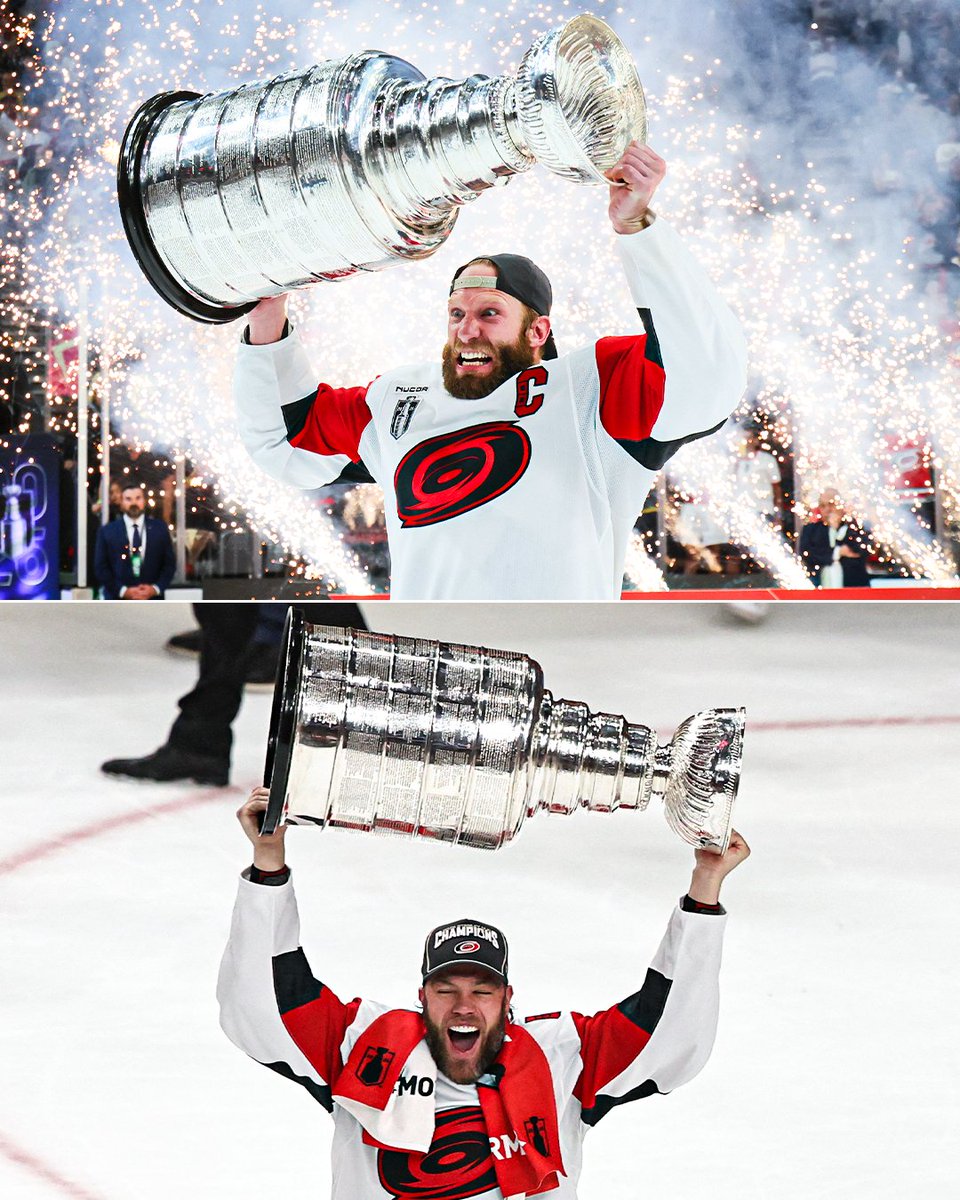 YahooSports's tweet photo. Pure joy after the Hurricanes won the Stanley Cup Final in Game 6 🔥 https://t.co/ktad168Q06