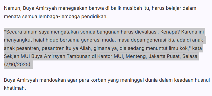 fluoxetan's tweet photo. yang gak disorot para LGBT 
1. MUI mengecam kiai cabul & membentuk satgas pencegahan kekerasan seksual
2. MUI menyoroti masalah pesantren bermasalah dan mendorong evaluasi sistem pengawasan
3. MUI: Koruptor Hendaknya Dijatuhi Hukuman Berat, Perlu Dipidana Penjara Seumur Hidup atau Pidana Mati
intinya, lu pandir dan cherry picking, yang muslim menerima fatwa MUI, elu yang bukan muslim ngamuk-ngamuk karena kultus LGBTnya disenggol lmao