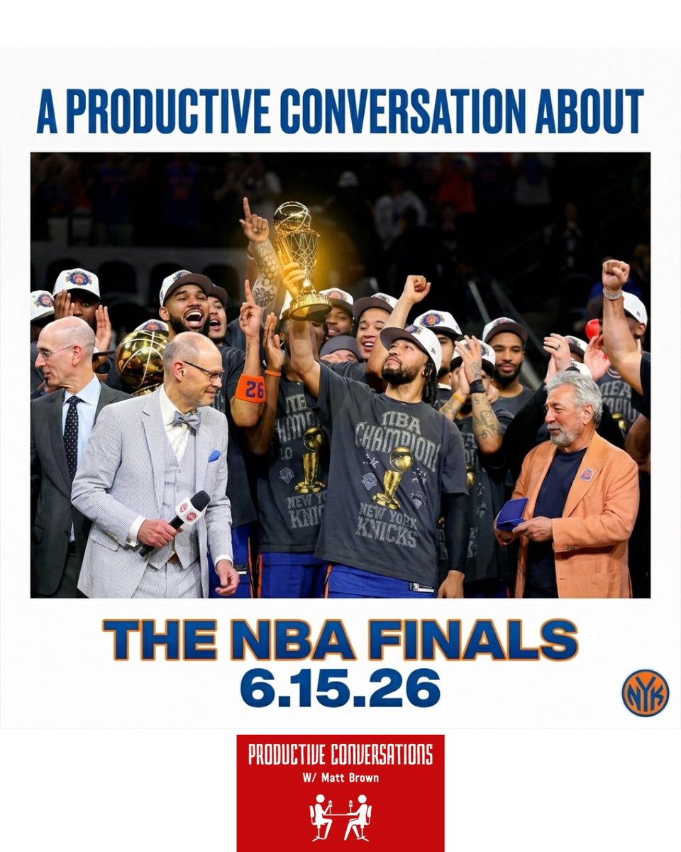 ProdConvoPod's tweet photo. 🚨 53 YEARS. 🚨 THE KNICKS ARE NBA CHAMPIONS. Jalen Brunson drops 45 in Game 5, breaks a Finals scoring record set by WILLIS REED, and brings the title back to New York. New episode breaking down EVERYTHING is live now. 🏆🔵🟠 https://t.co/D3EOVXT3zX