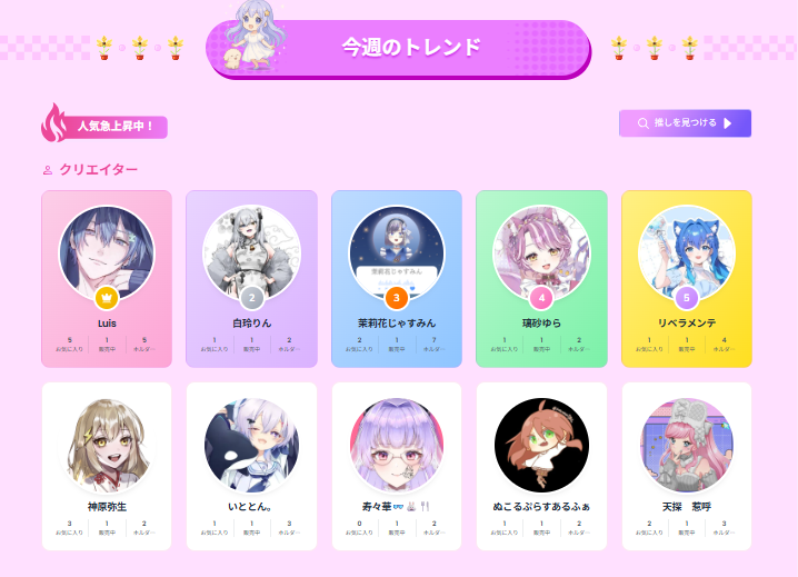 NFT_AIICO's tweet photo. 6/15(月) ECサイトのトレンドが変わりました🌟
みなさまの推しはいらっしゃいますか💕
ぜひチェックしてみてくださいね🎶
👉 https://t.co/GzXovlO0N1

ランキングは売上だけでなく、
各Vタレント様のページで右上にあります
・♡お気に入りに追加
・シェア
この2つも重要な要素になりますので、ぜひ推しの方を拡散してみてください🥰

 #Vガスト開店 #VSPOT #ぶいしぇあ交換