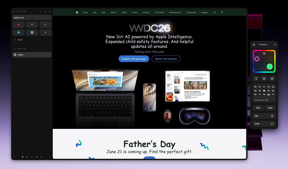 WantoW0RK's tweet photo. Three things Zen Browser gets right:

Isolated workspaces with separate containers
Compact sidebar that saves space
Boosts: customize any site's colors, fonts, and styles from the URL bar
Free and open source.

Your browser dealbreaker? https://t.co/nmYLk7rLAf