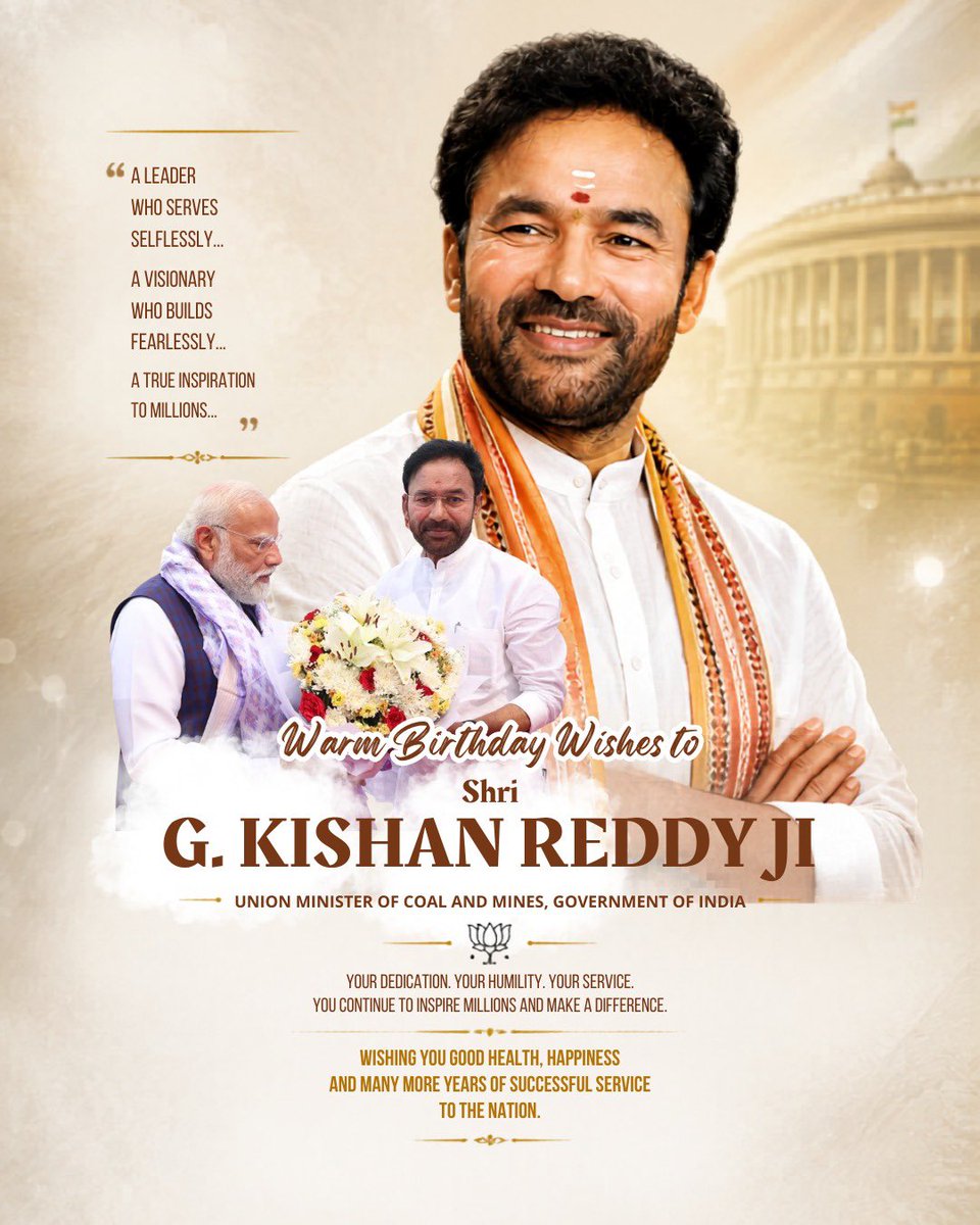 mkr4bjp's tweet photo. Many many happy returns of the day to Hon’ble Union Minister For Ministry of Coal and Mining, MP From Secunderabad Parliament Shri @kishanreddybjp Anna…

#HappyBirthdayGKR https://t.co/rwhxG0LT1f