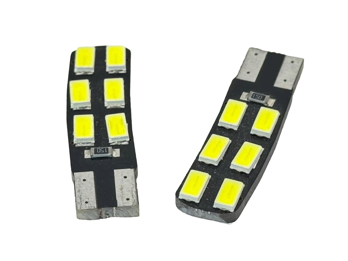 LedLightdotcom's tweet photo. Upgrade to the Rebaydo 2pcs T10 Wedge 12 SMD 5730 CAN Bus LED Light with up to 400 lumens output from 12 high-power 5730 chips. Features 12V DC operation, up to 240° viewing angle, dimmable performance, and up to 30,000 hours lifespan. Available in 6000K white, 3000K warm white, and colors. Ideal for automotive, motorcycle, and marine applications: https://t.co/8MAAtSabzO 
 Sales@ledlight.com | 1(877) 283-5060