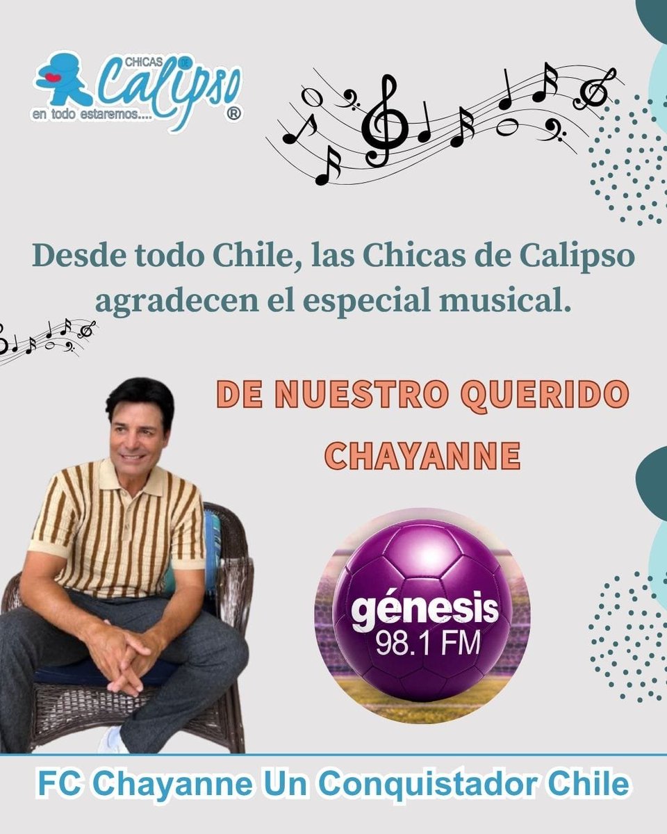socfd's tweet photo. Muchas gracias a nuestros amigos de @genesis981fm por este hermoso especial de nuestro guapo @CHAYANNEMUSIC y en especial a sus locutores #Dinorah y #Alex, saludos desde #LaGranja 🇨🇱🩵🇨🇱🩵🇨🇱🩵🇨🇱🩵 @CHICASDECALIPSO https://t.co/HllAojsmj7