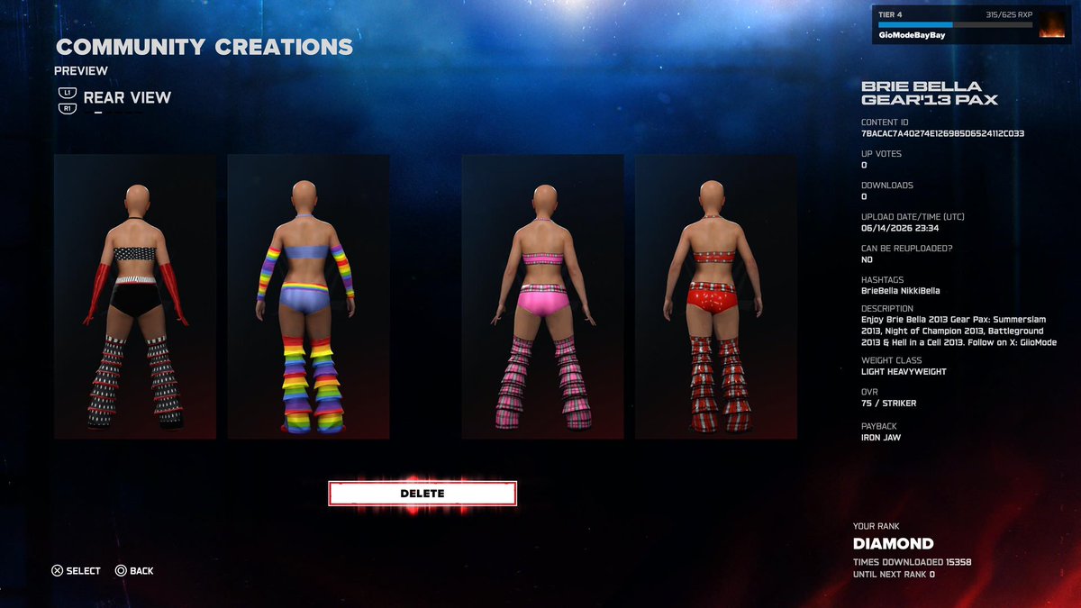 GiioMode's tweet photo. Twin Magic 👯♀️
Brie Bella 2013 Gear Packs are available for download in #WWE2k26
Tags: BrieBella, NikkiBella, BellaTwins
Attire Creator: GioModeBayBay
#WWE #BrieBella #BrieMode #DoubleTrouble #BellaTwins #Divas #CommunityCAW #WomensWrestling https://t.co/1cjsjNBaiE