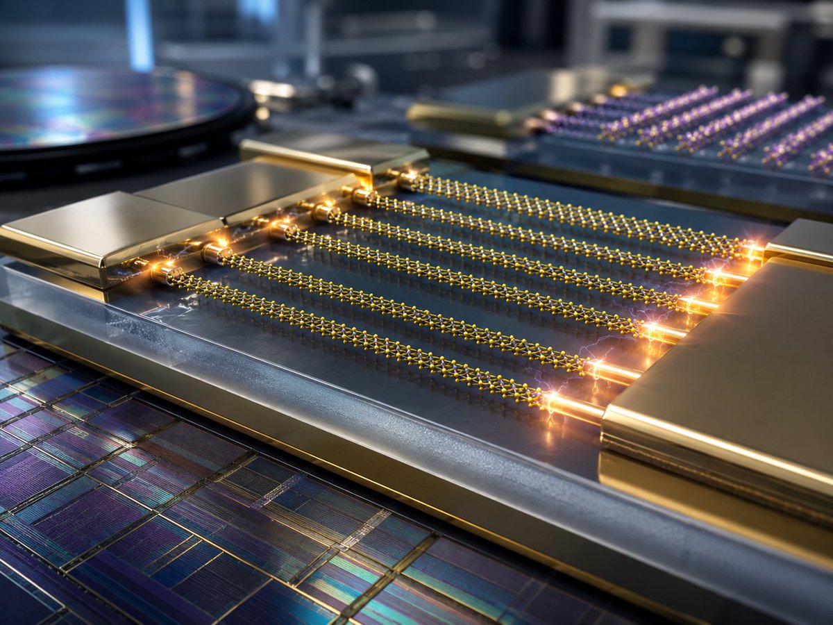AZoNano's tweet photo. Shrinking 2D nanoribbons to just 35 nm actually boosts transistor current and reduces contact resistance - flipping conventional wisdom on its head! โก๏ธ๐ฌ https://t.co/WFOEq8GAjs #Nanoelectronics #Semiconductors #Transistors @NatureComms https://t.co/ZIKEXy3OVP