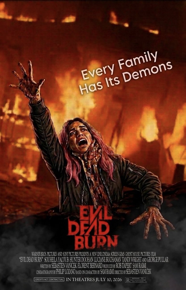 NathanEmerson01's tweet photo. Some movie posters for Evil Dead (2013), Evil Dead Rise and Evil Dead Burn in style of theatrical poster of the original movie #evildead #evildeadrise #evildeadburn https://t.co/4sbgQLtPsX