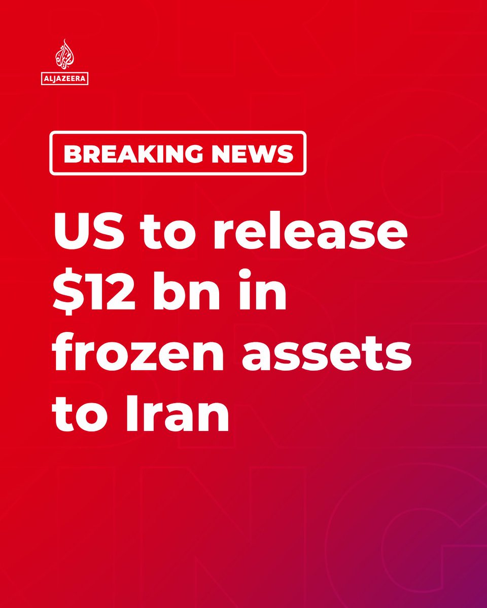 AJENews's tweet photo. BREAKING: The US will release $12bn in frozen assets to Iran before the start of negotiations, reports Iran's Mehr news agency, quoting the 14-point memorandum of understanding between the two nations.  

🔴 More on https://t.co/5H0QqpfIYw https://t.co/0pWTGETlqM